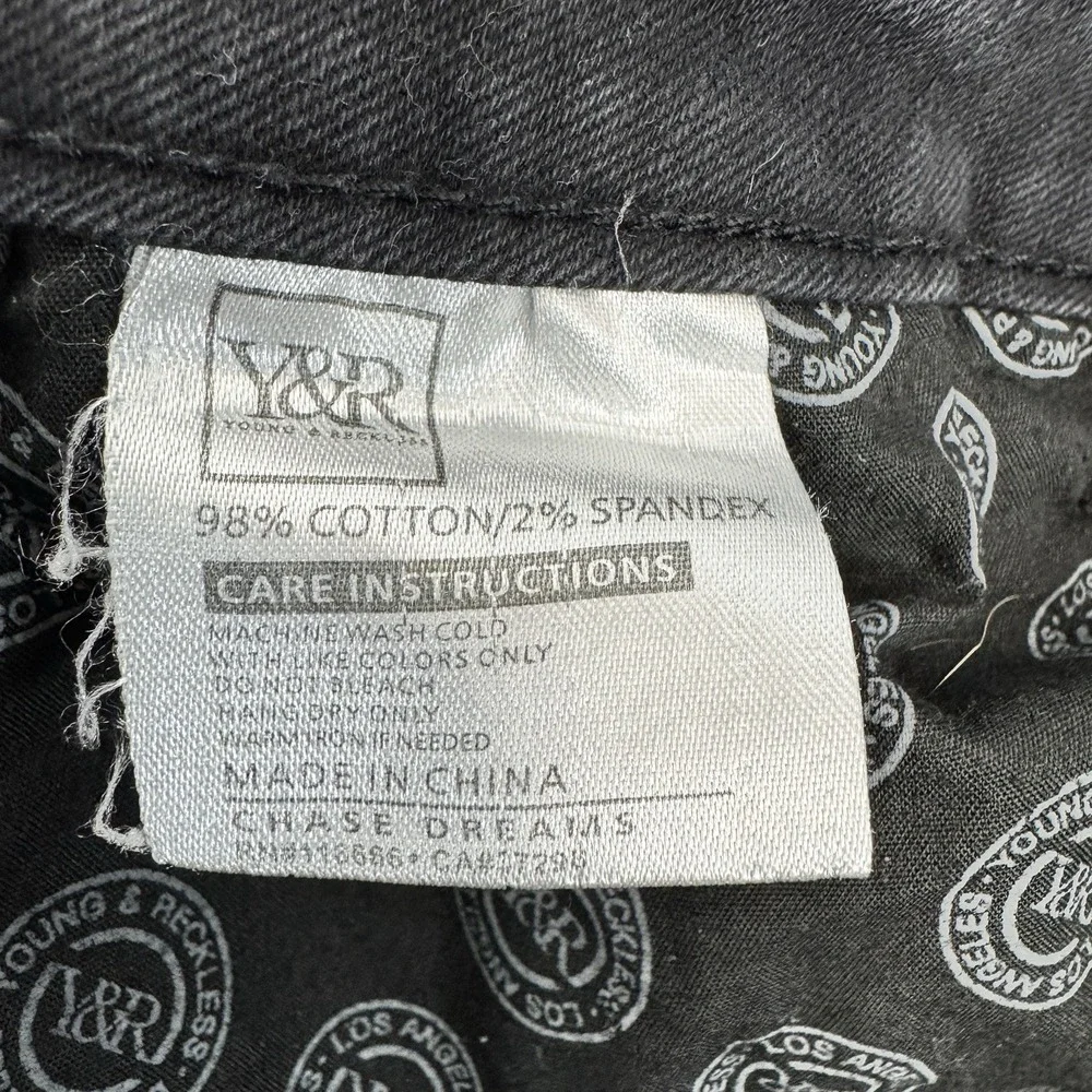 Y&R Black Graphic Jeans‎ Punk Goth Streetwear Denim Size 36